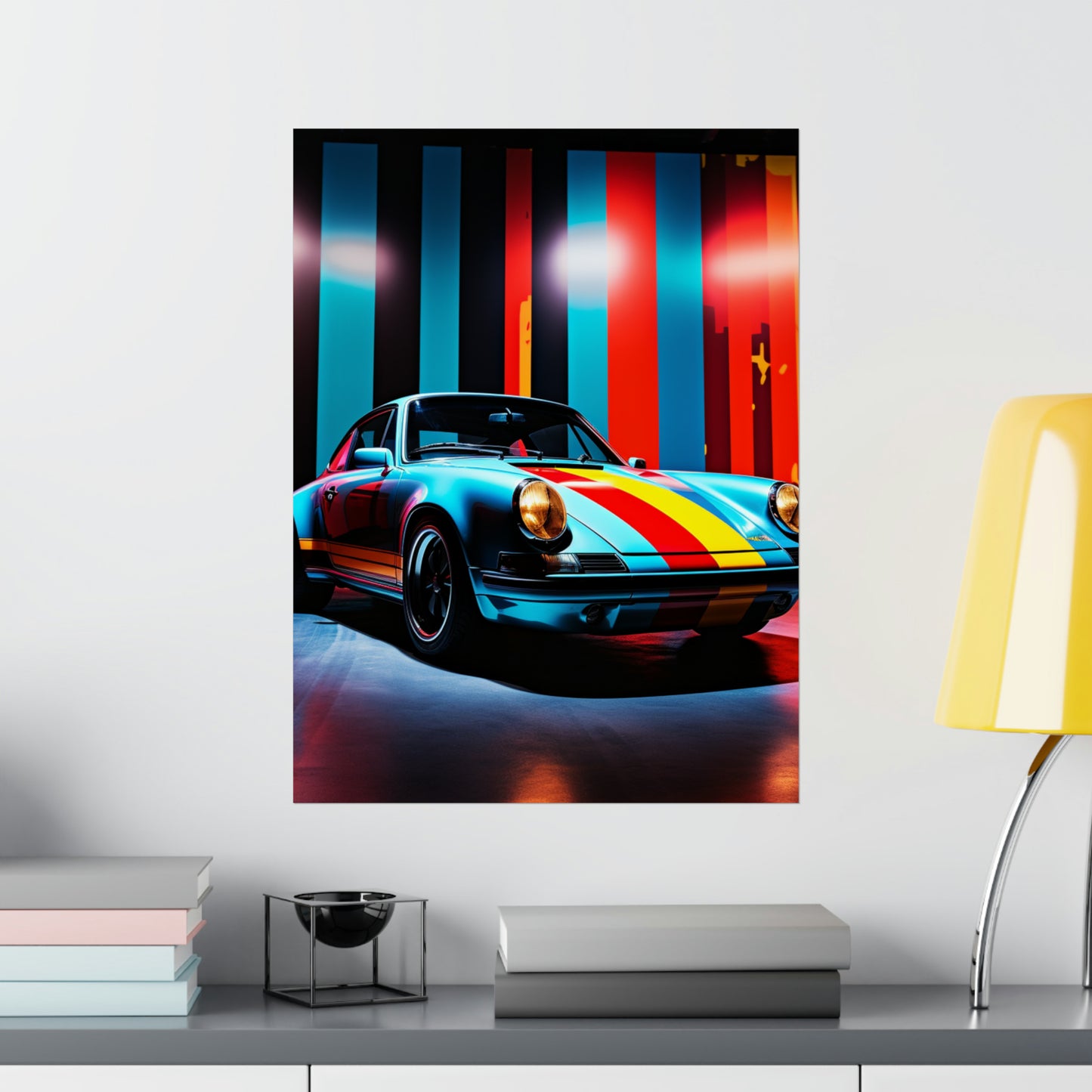 Premium Matte Vertical Posters Macro American Flag Porsche 3