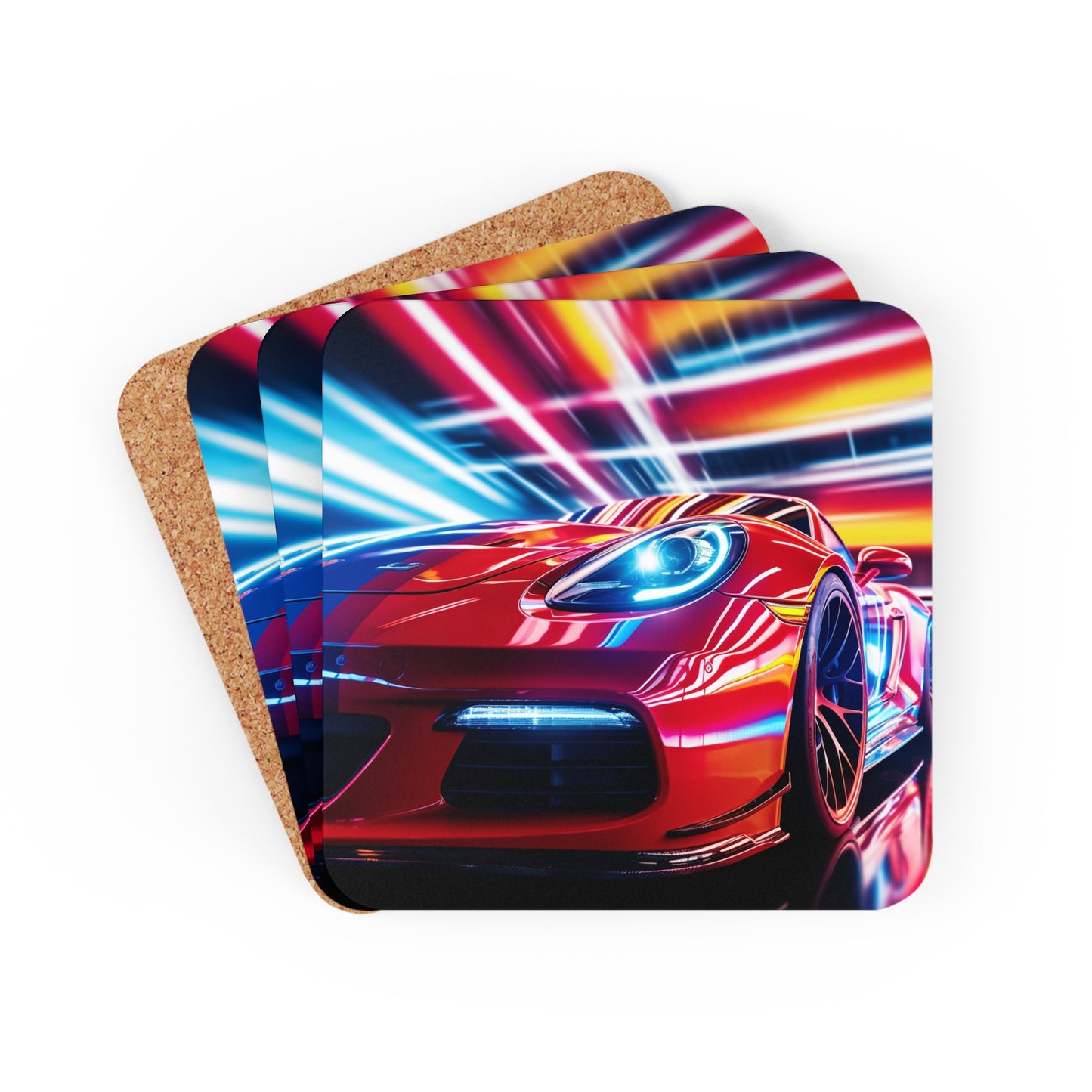 Corkwood Coaster Set Macro Flag Ferrari 1