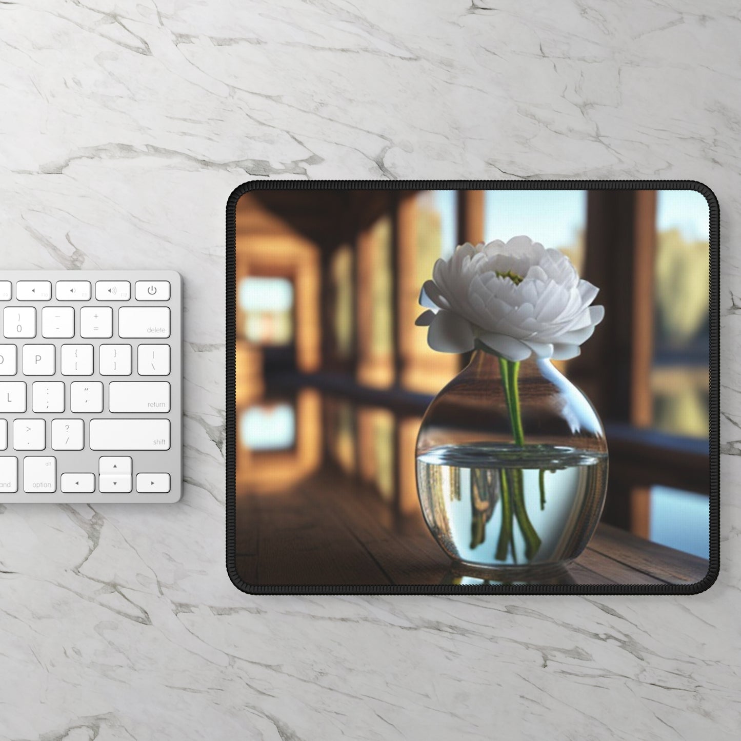 Gaming Mouse Pad  White Peony glass vase 3