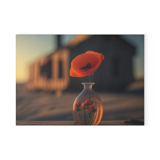 Glass Cutting Board Orange Poppy in a Vase 3