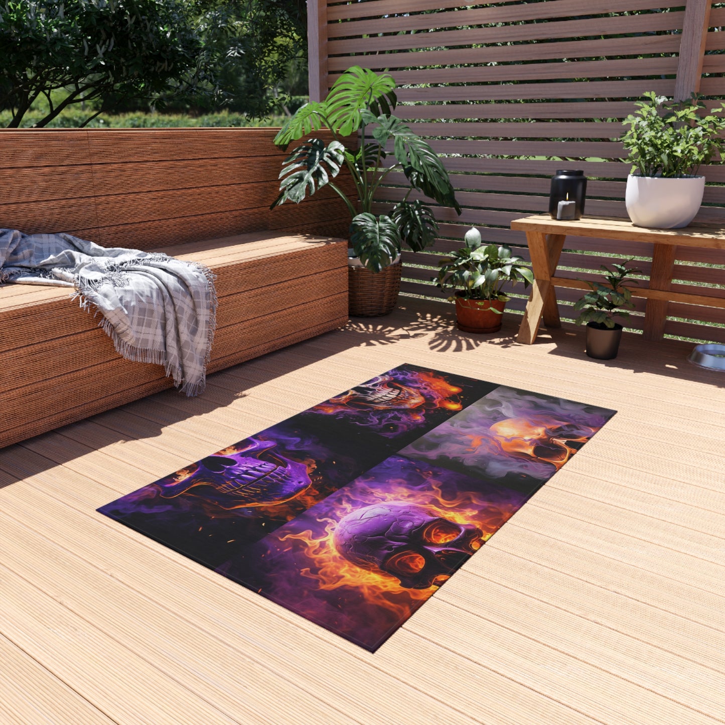 Outdoor Rug  Skull Flames 5