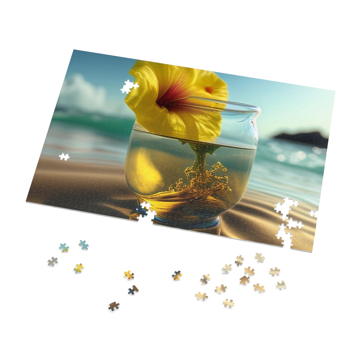Jigsaw Puzzle (30, 110, 252, 500,1000-Piece) Yellow Hibiscus glass 1