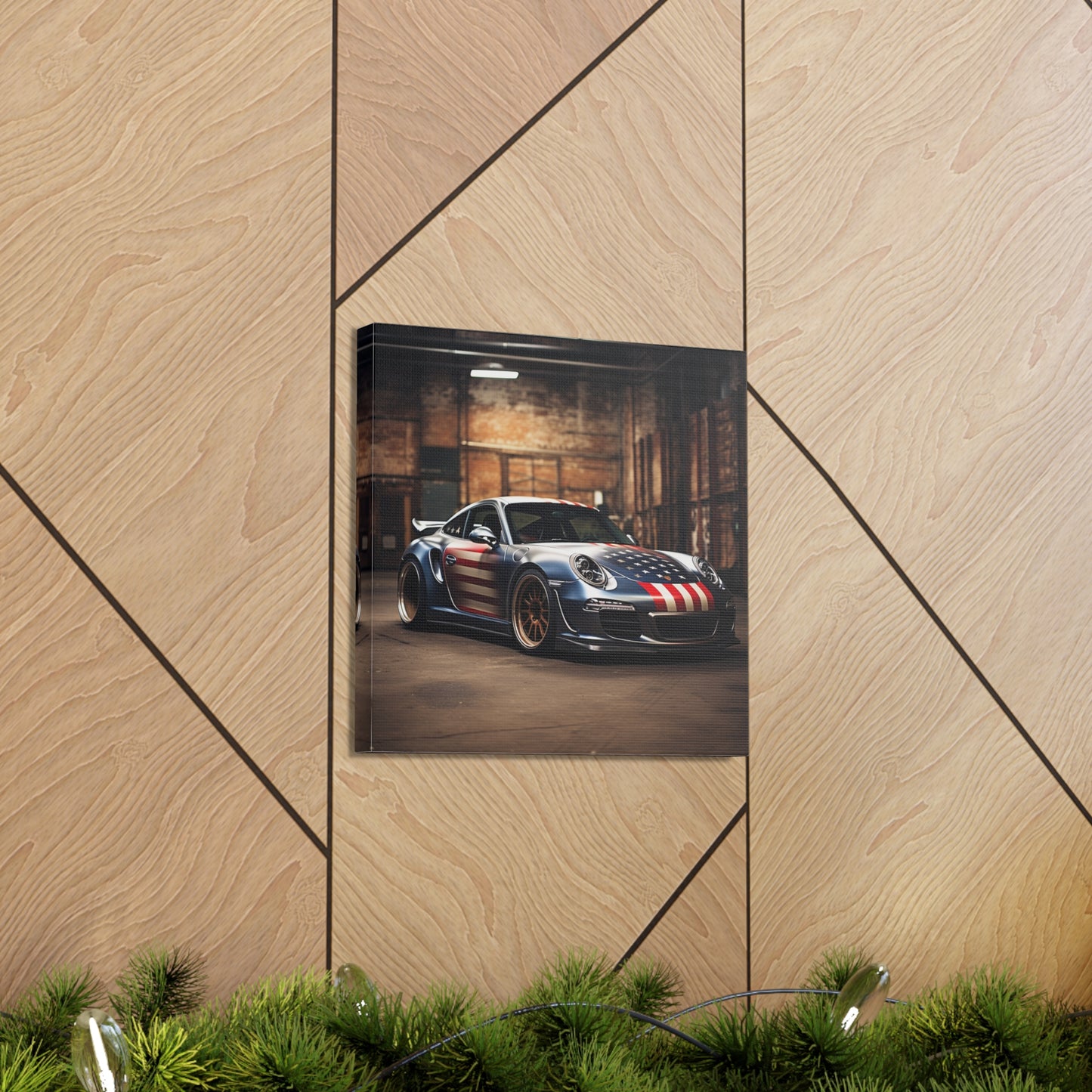 Canvas Gallery Wraps American Flag Porsche 1