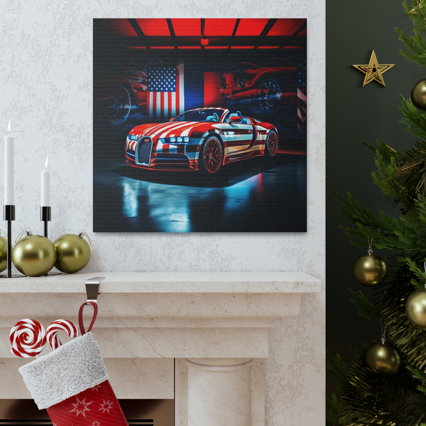 Canvas Gallery Wraps Macro Bugatti American Flag 2