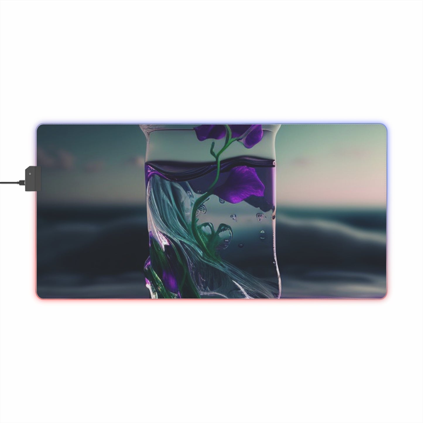 LED Gaming Mouse Pad Purple Sweet pea in a vase 3