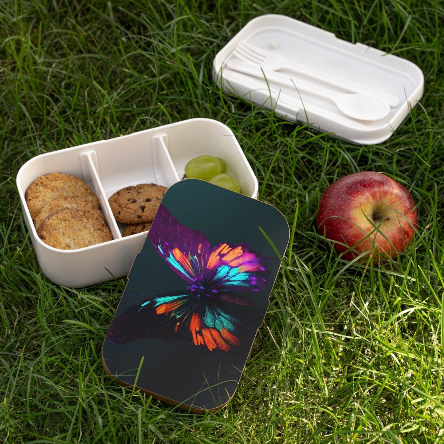 Bento Lunch Box Hyper Colorful Butterfly Purple 4