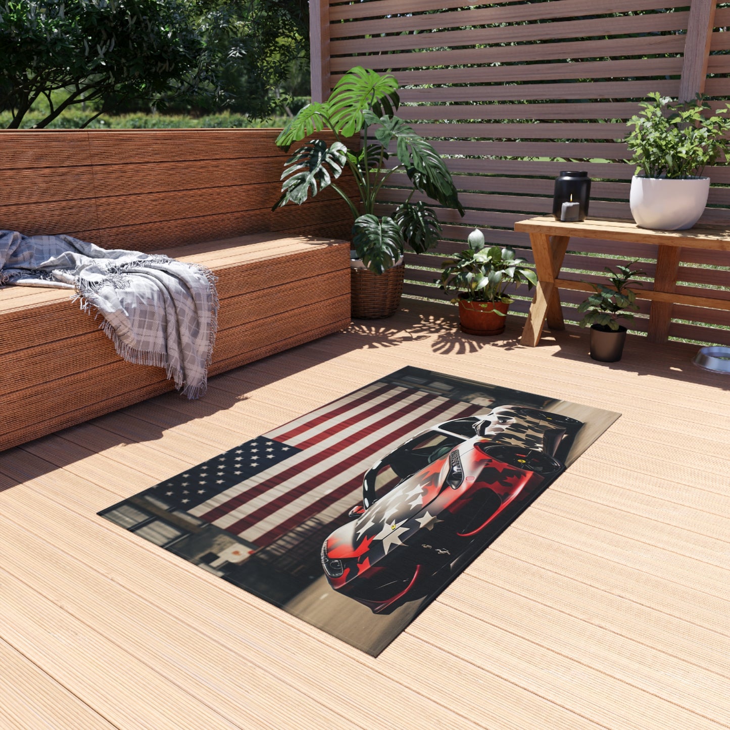 Outdoor Rug  American Flag Farrari 1