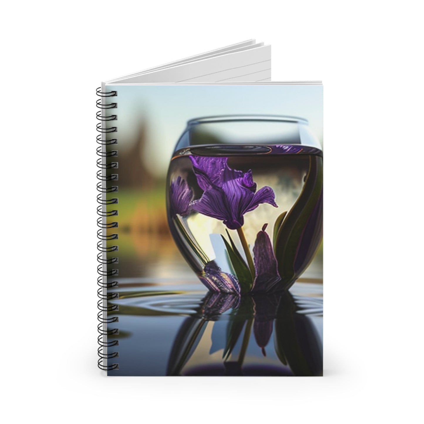 Spiral Notebook - Ruled Line Purple Iris in a vase 3