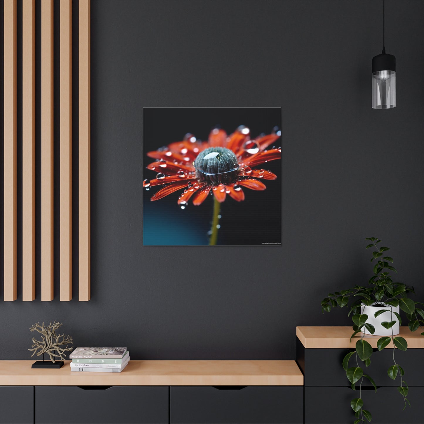 Canvas Gallery Wraps Water drop Macro Flower 1