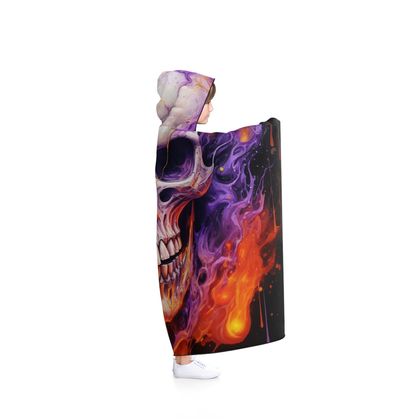 Hooded Blanket Skull Flames 2