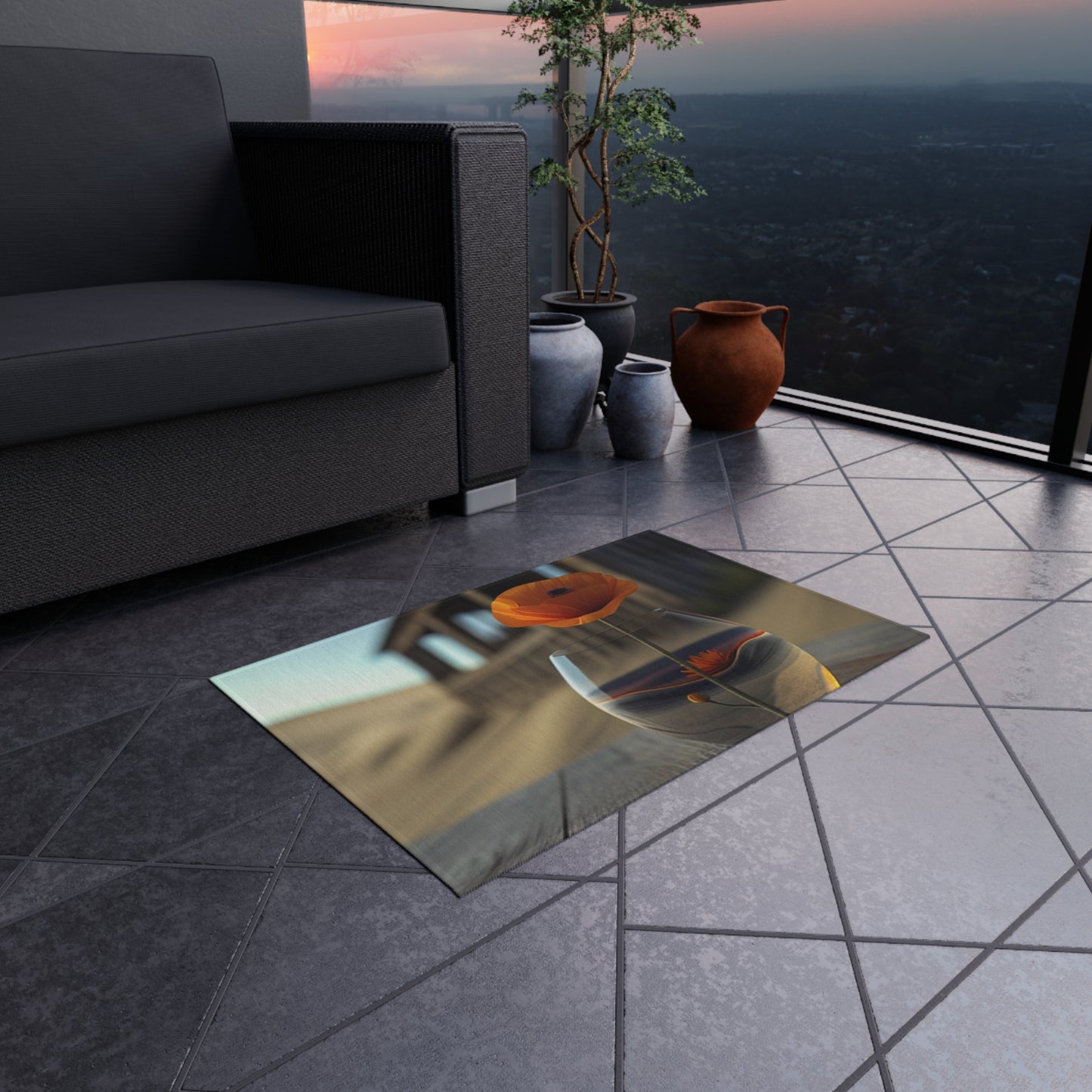 Outdoor Rug  Poppy in a Glass Vase 4