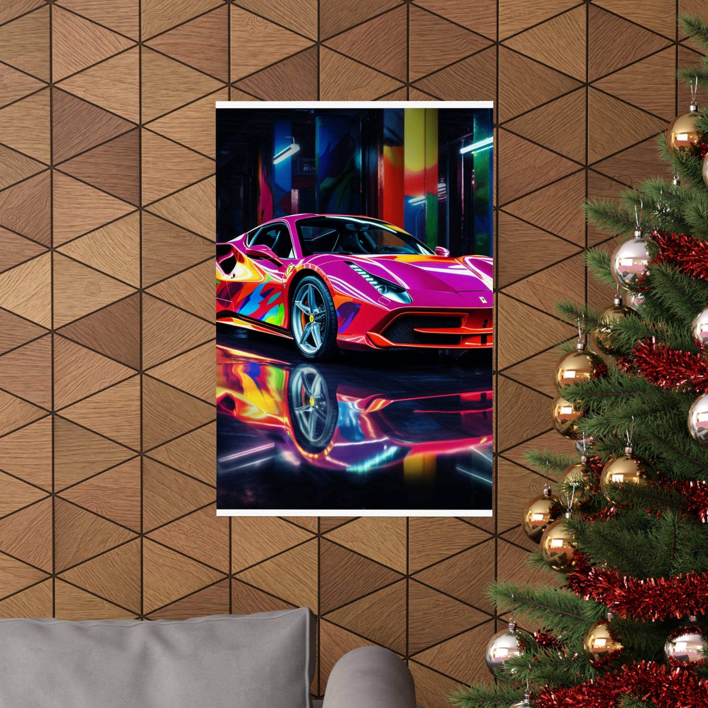 Premium Matte Vertical Posters Pink Macro Ferrari 1