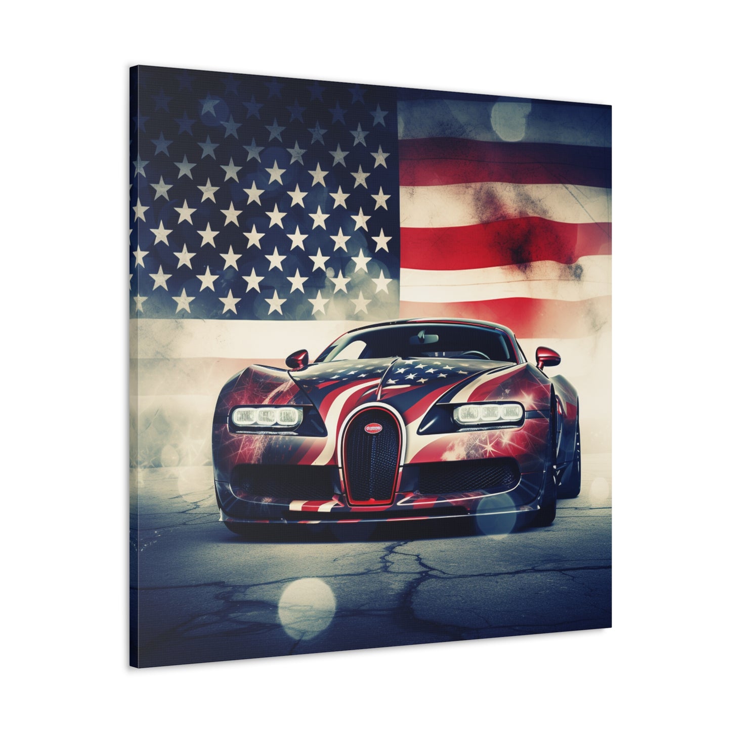 Canvas Gallery Wraps Abstract American Flag Background Bugatti 1