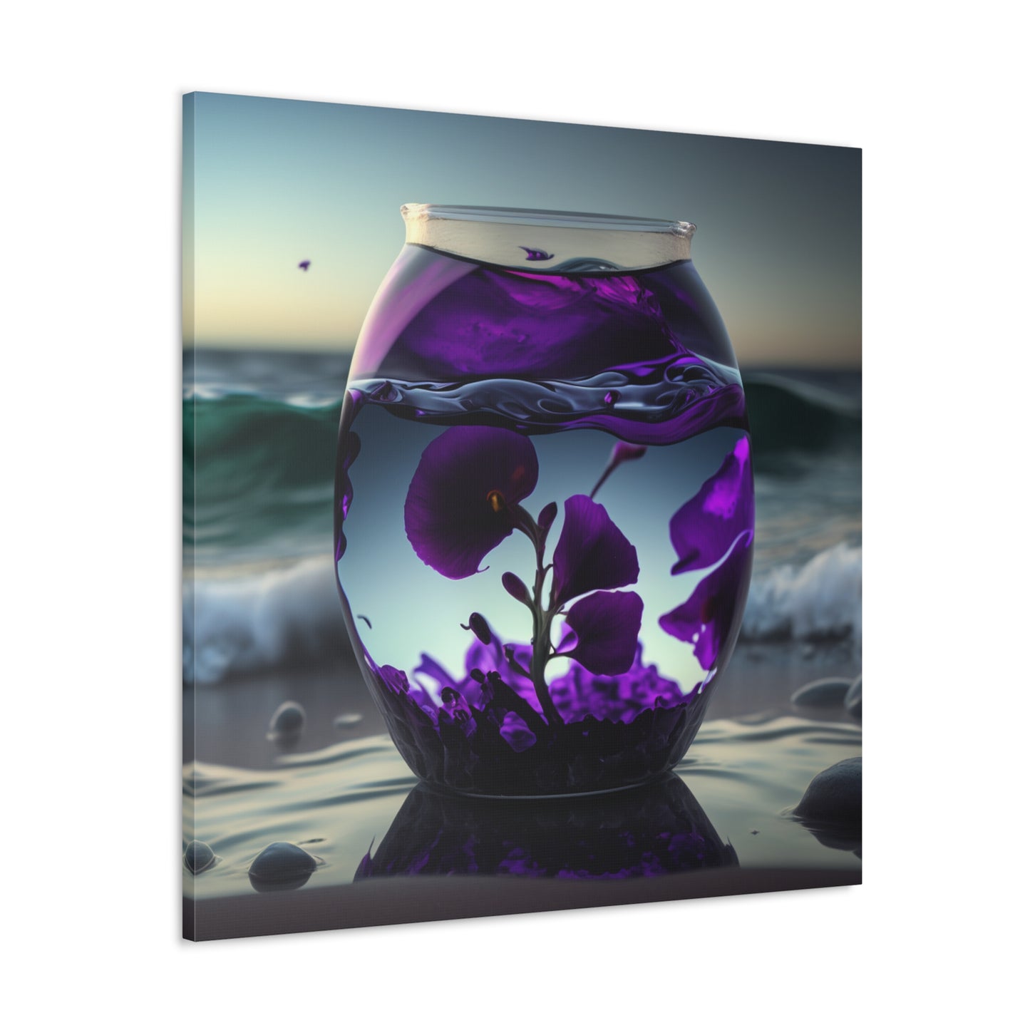 Canvas Gallery Wraps Purple Sweet pea in a vase 4