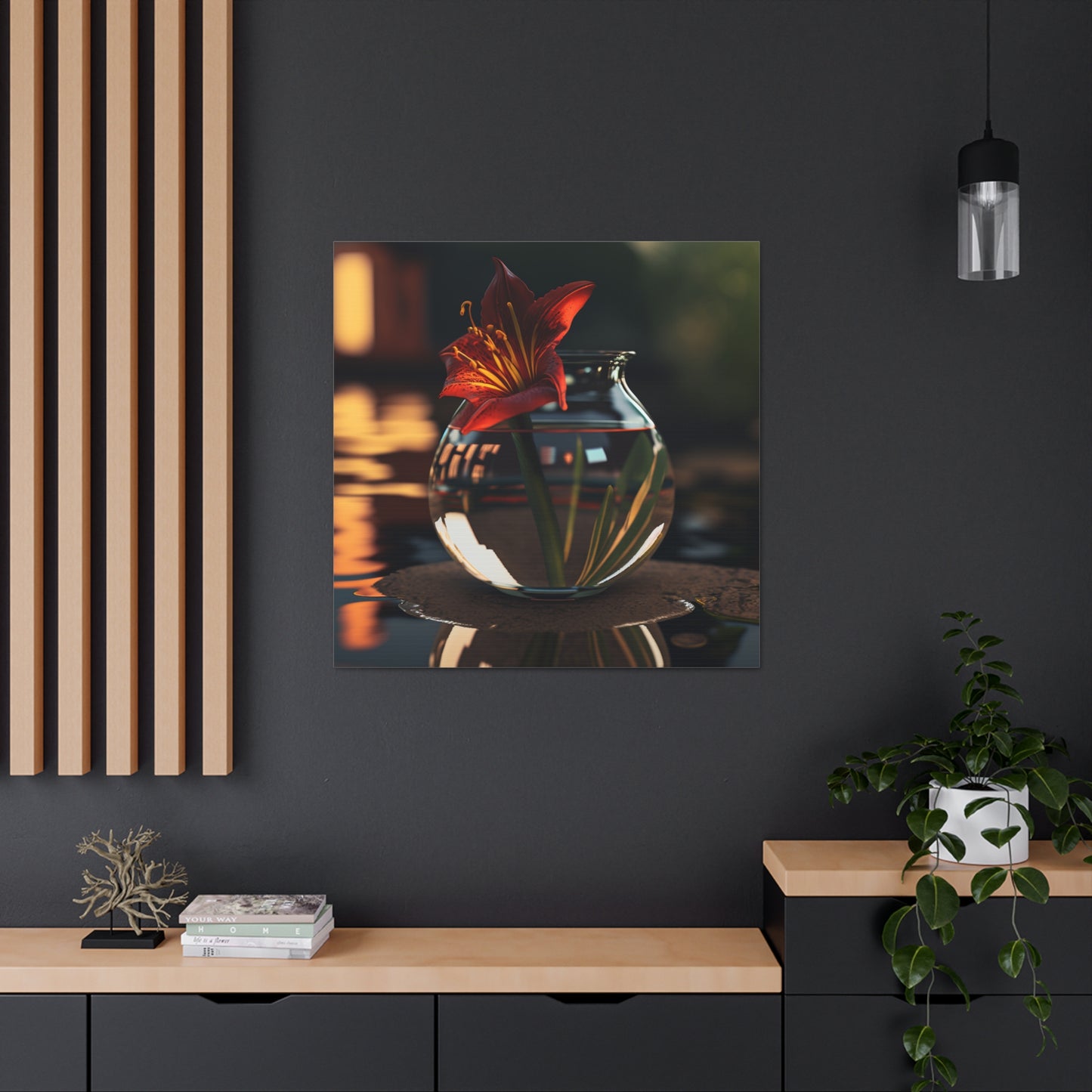 Canvas Gallery Wraps Red Lily in a Glass vase 2