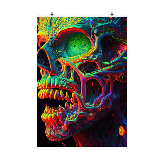 Premium Matte Vertical Posters Florescent Skull Death 1