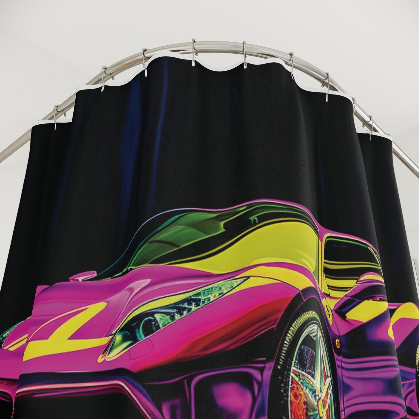Polyester Shower Curtain Pink Ferrari Macro 3
