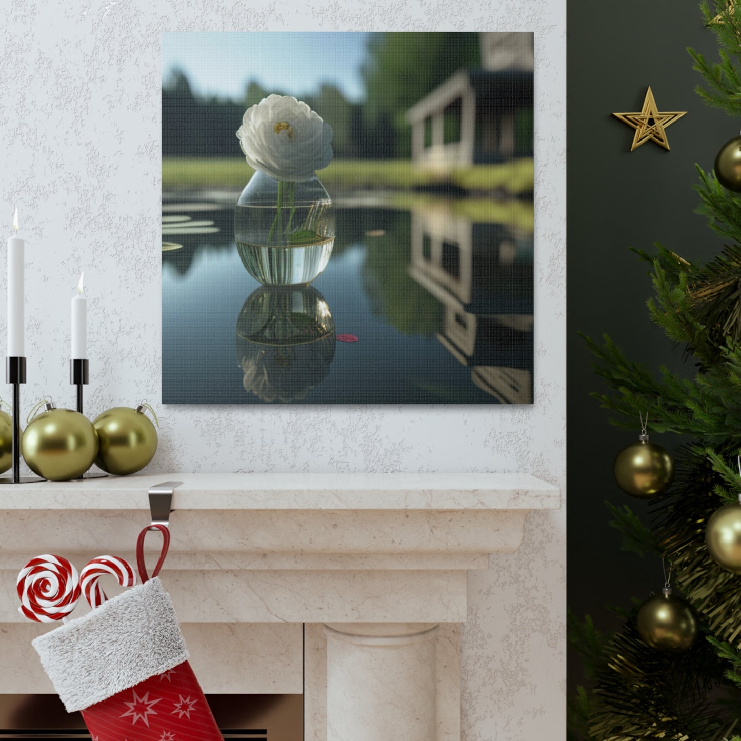 Canvas Gallery Wraps White Peony glass vase 1