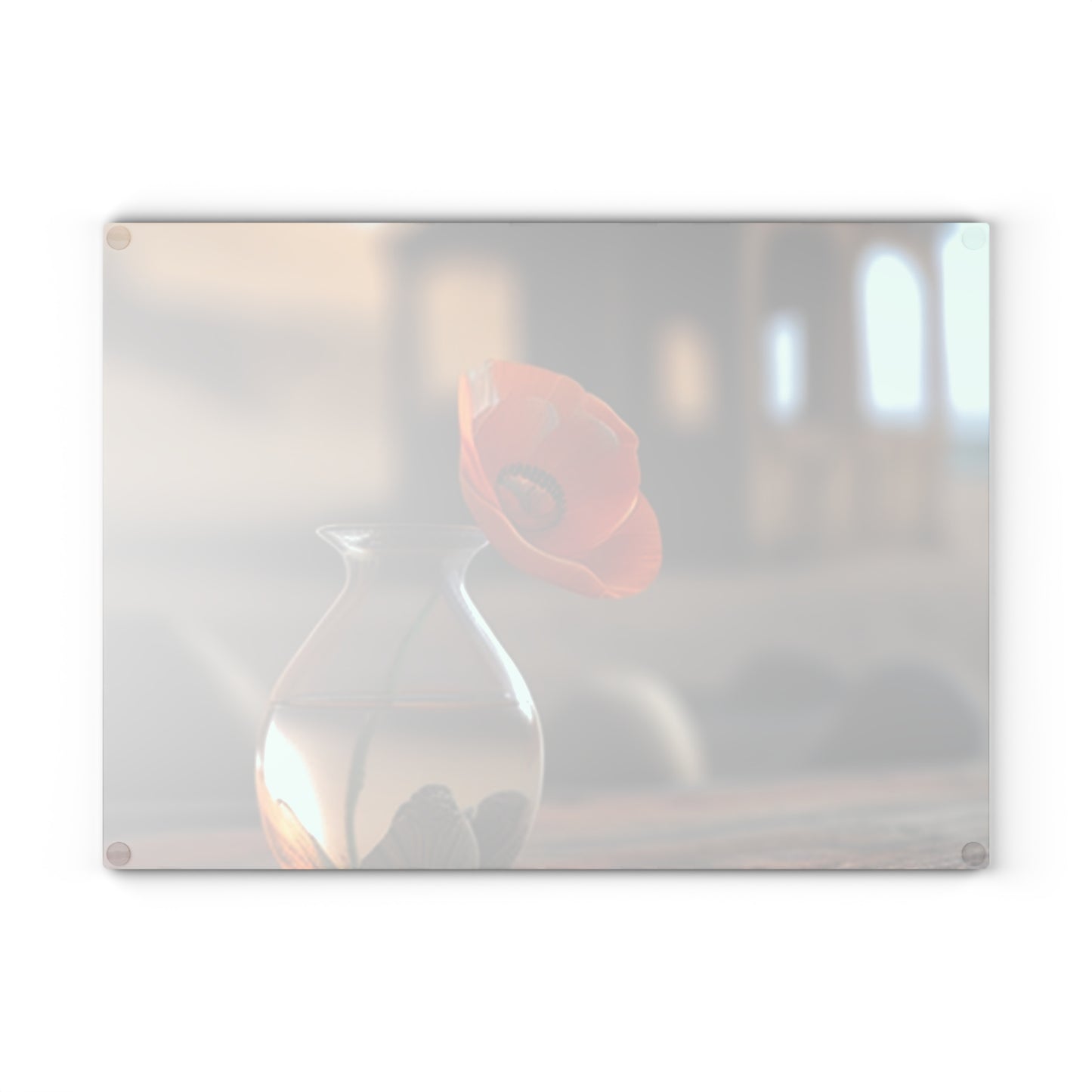 Glass Cutting Board Poppy in a Glass Vase 1