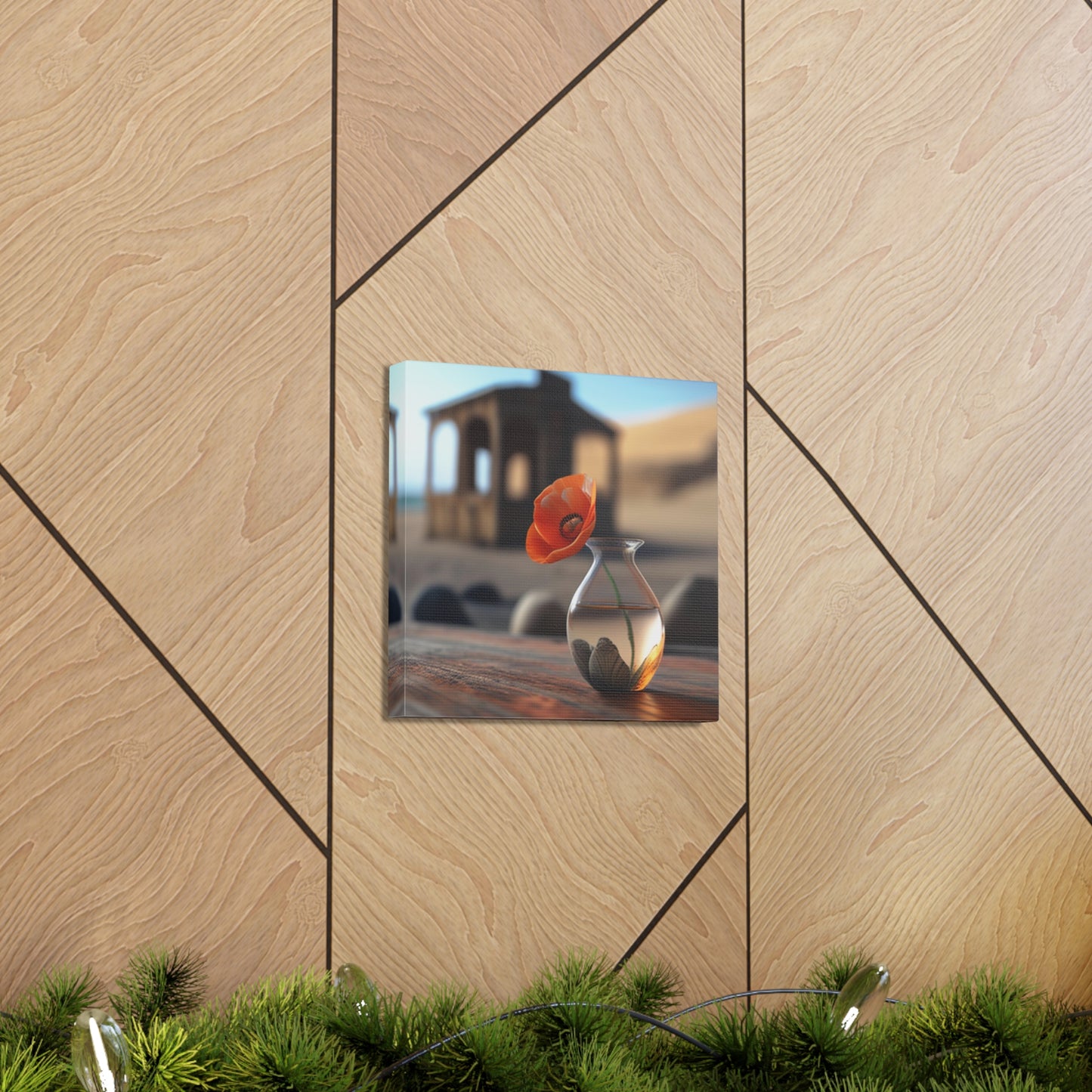 Canvas Gallery Wraps Poppy in a Glass Vase 1