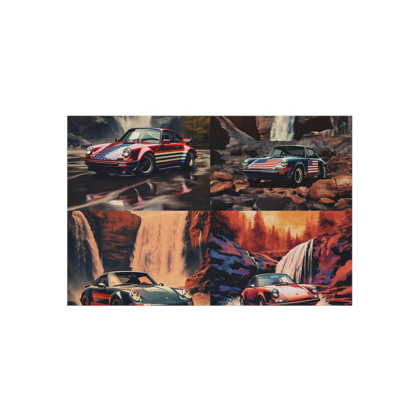 Outdoor Rug  American Flag Porsche Abstract 5