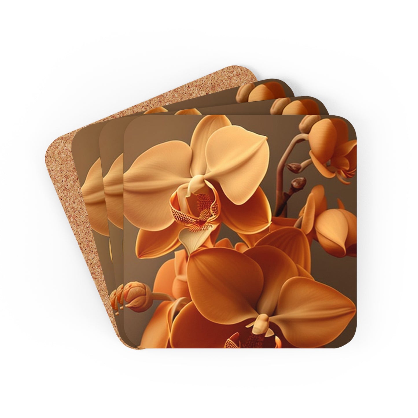 Corkwood Coaster Set orchid pedals 4