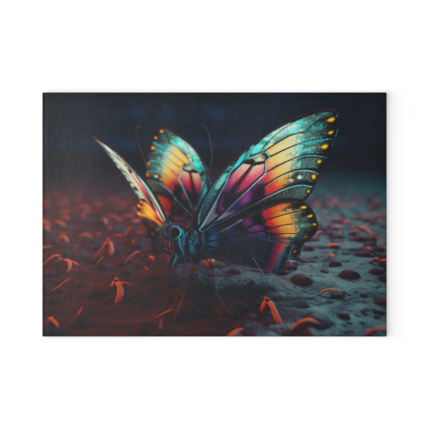 Glass Cutting Board Hyper Colorful Butterfly Macro 1