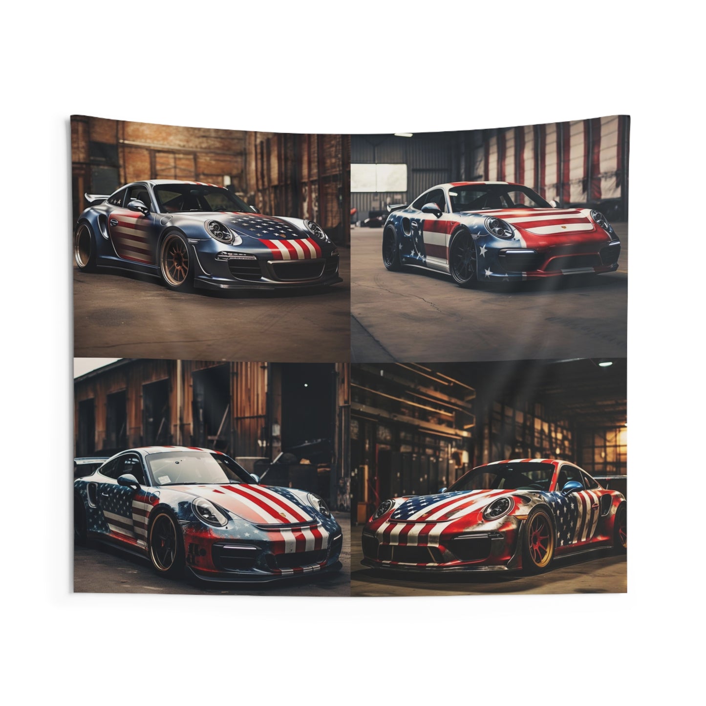 Indoor Wall Tapestries American Flag Porsche 5