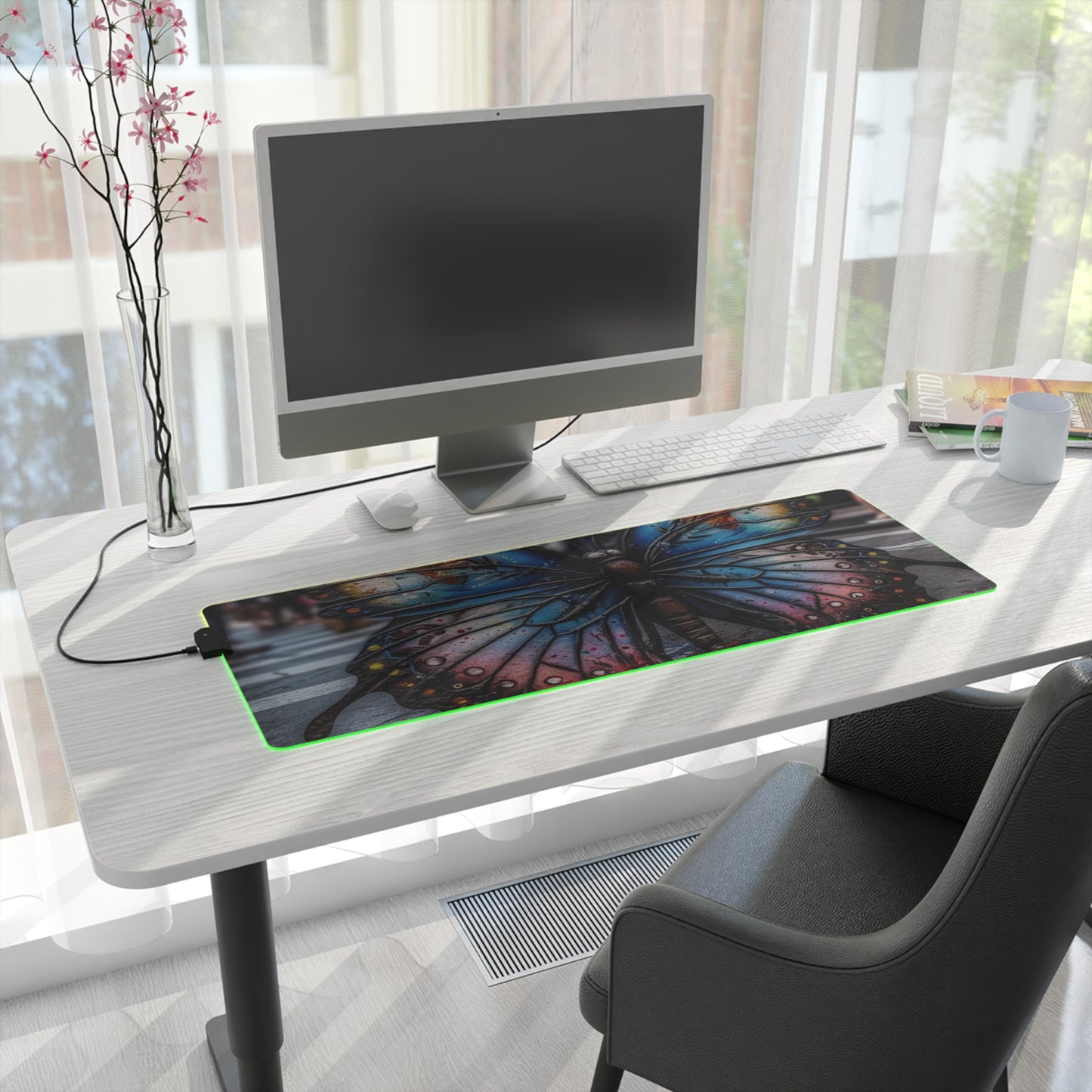 LED Gaming Mouse Pad Liquid Street Butterfly 4