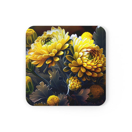 Corkwood Coaster Set Yellow Hermosas Flores Amarillas 3