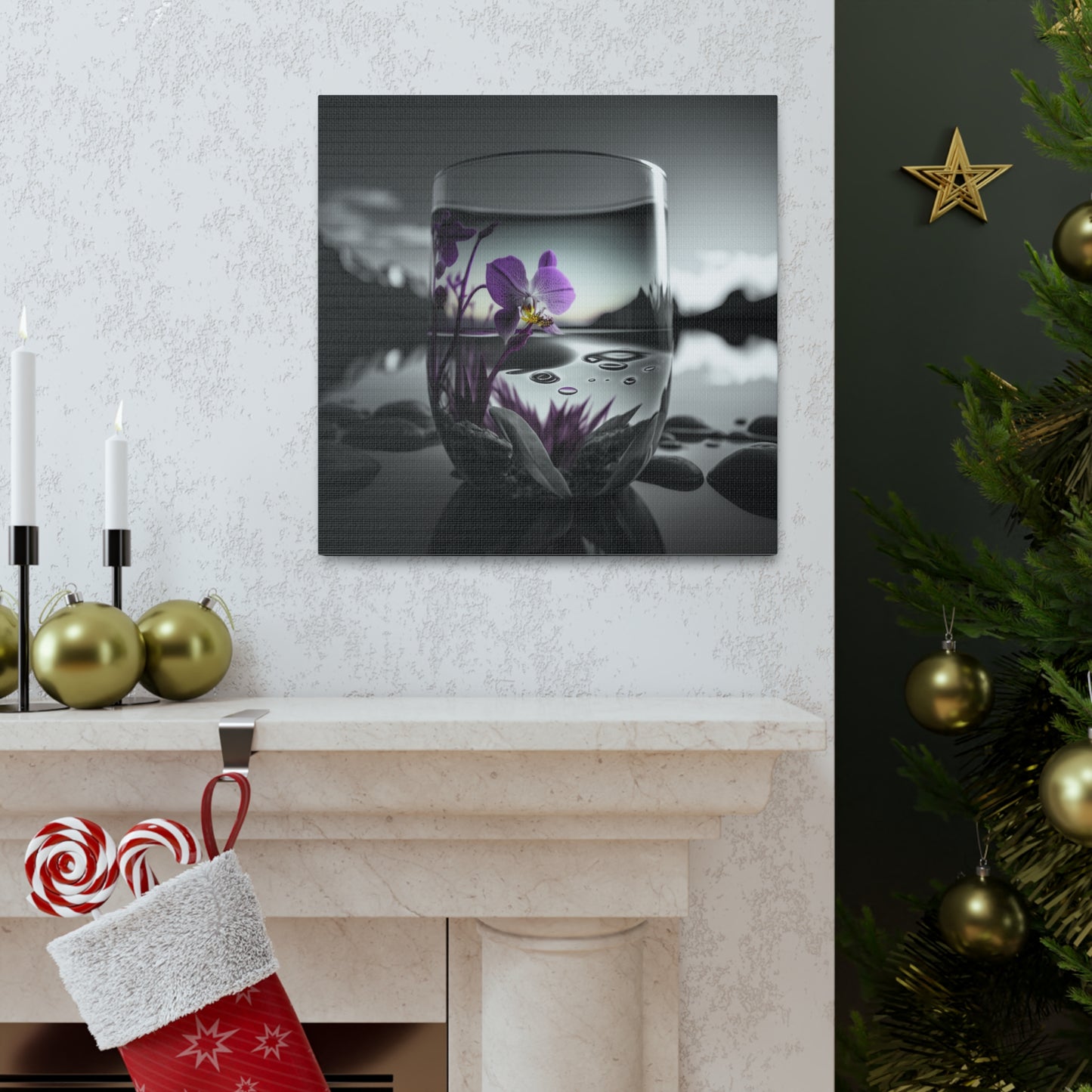 Canvas Gallery Wraps Purple Orchid Glass vase 2