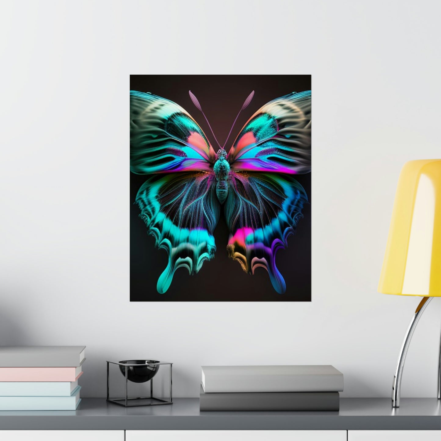 Premium Matte Vertical Posters Neon Butterfly Fusion 3