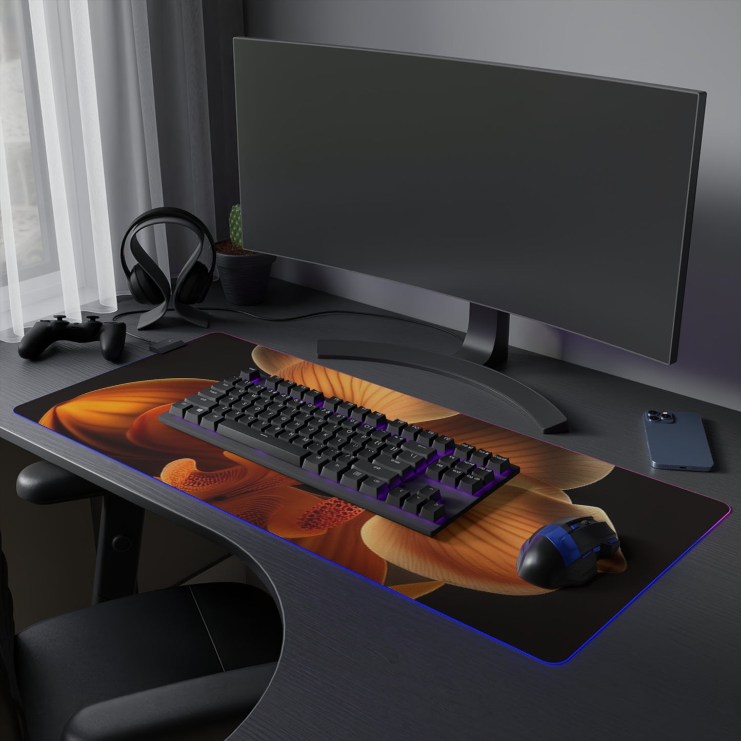 LED Gaming Mouse Pad Orange Orchid 2