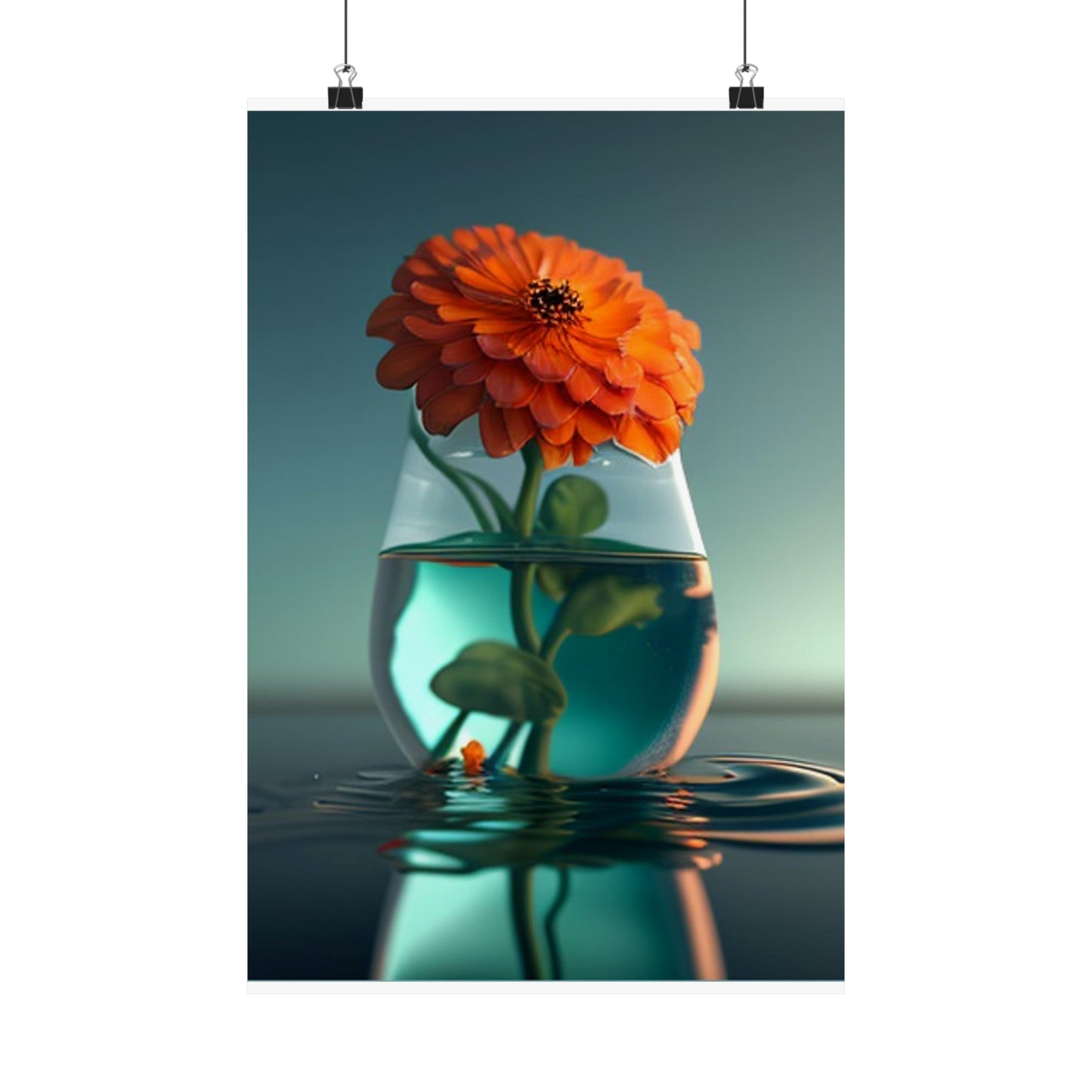 Premium Matte Vertical Posters Orange Zinnia 1