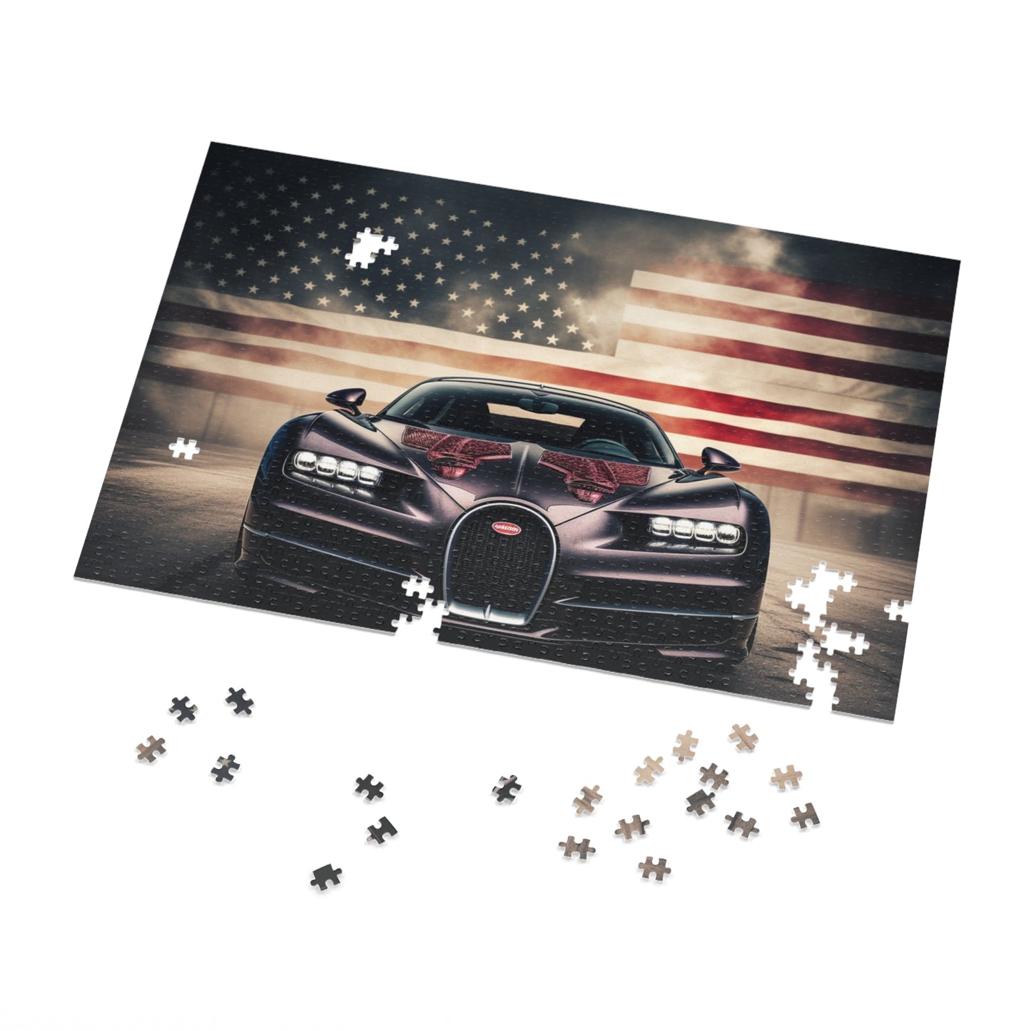 Jigsaw Puzzle (30, 110, 252, 500,1000-Piece) American Flag Background Bugatti 2