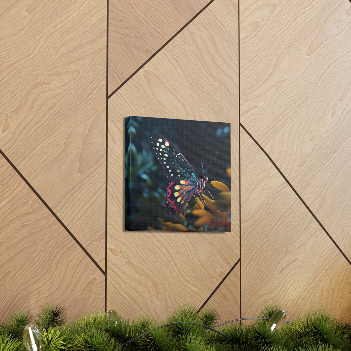 Canvas Gallery Wraps Hyper Colorful Butterfly Macro 2