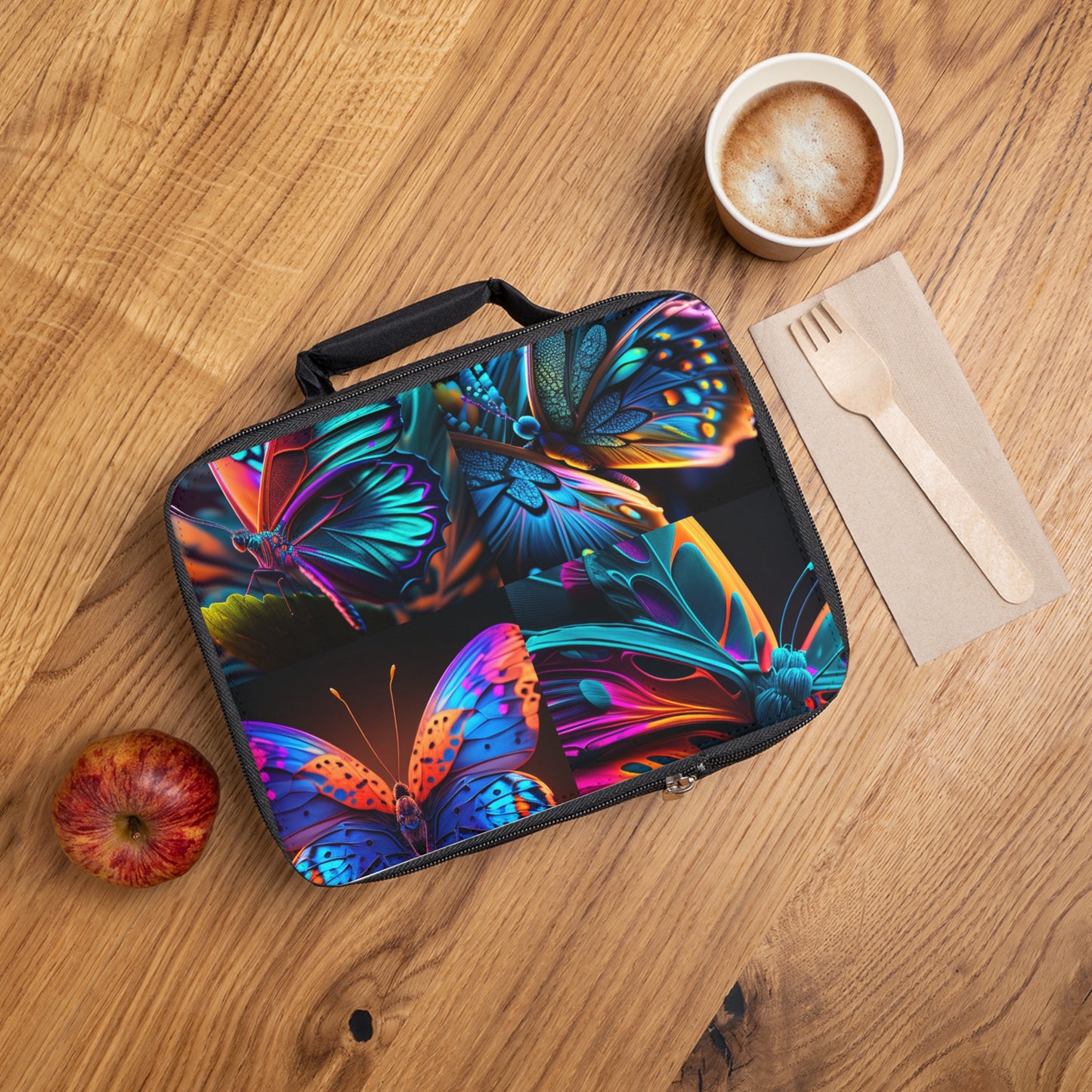 Lunch Bag Neon Butterfly Macro 5