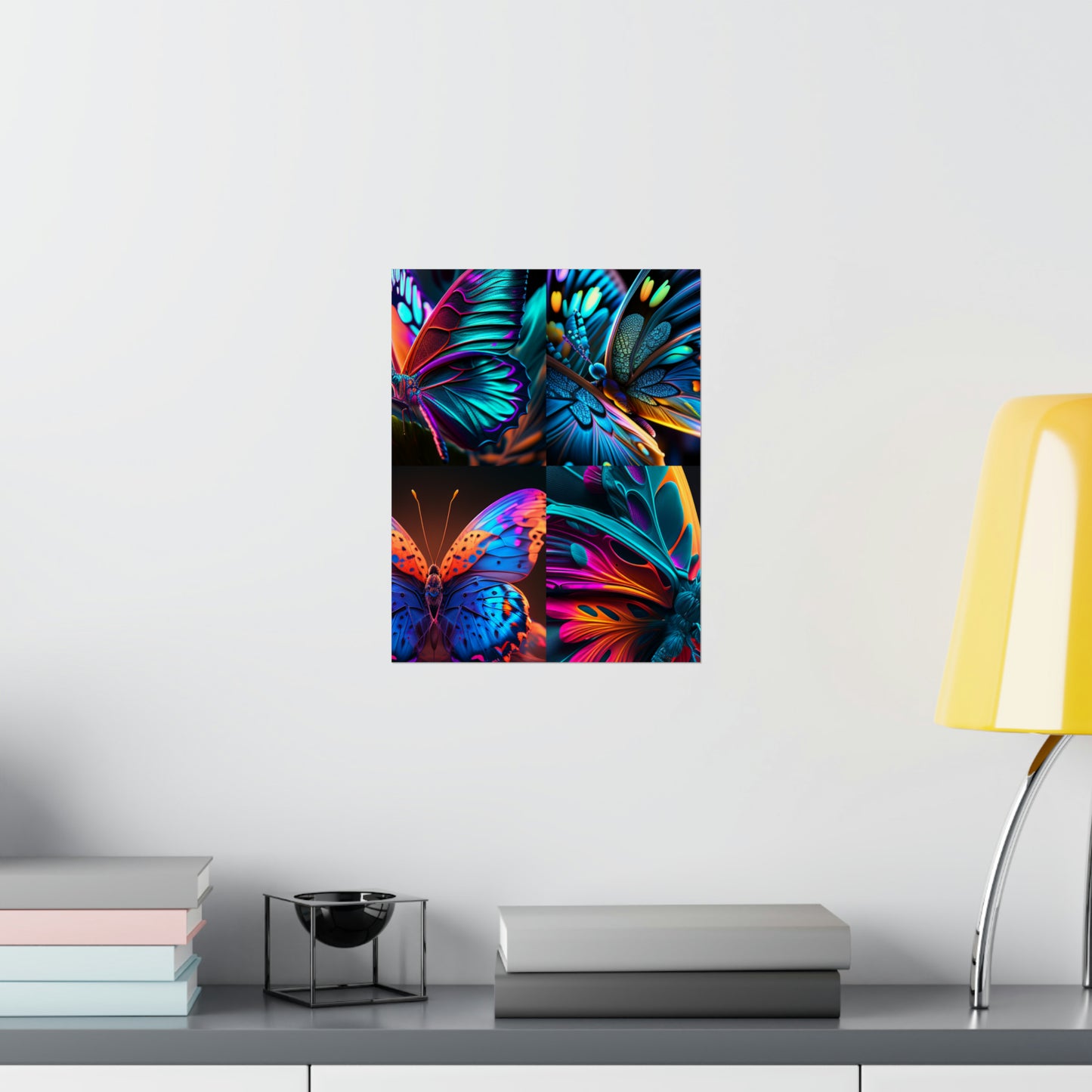 Premium Matte Vertical Posters Neon Butterfly Macro 5