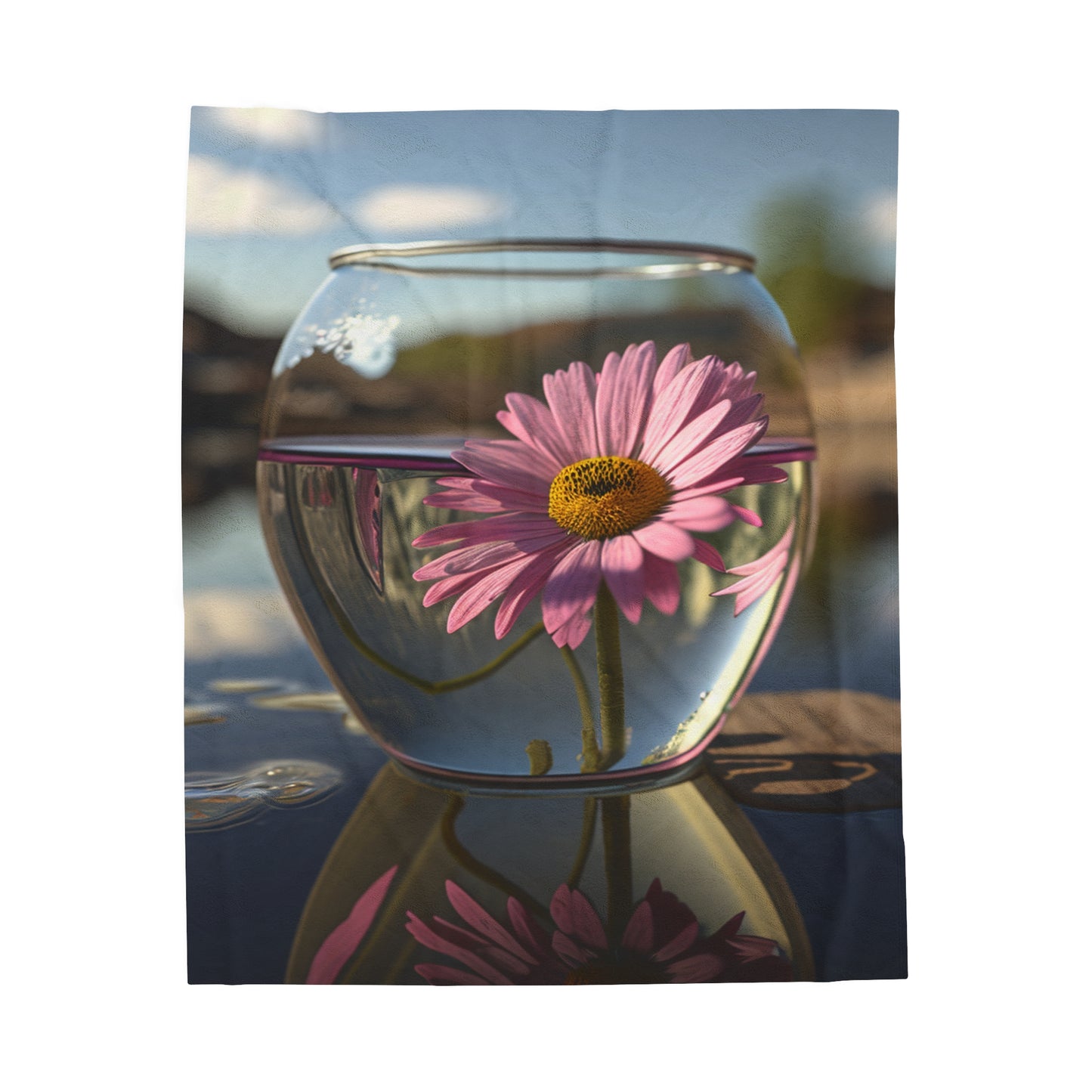 Velveteen Plush Blanket Daisy in a vase 1