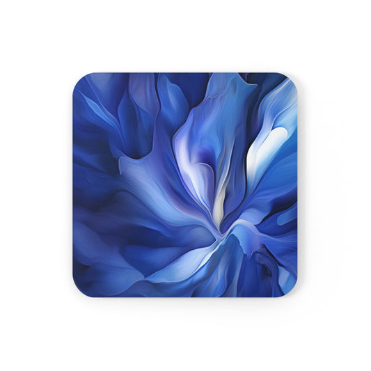 Corkwood Coaster Set Abstract Blue Tulip 3