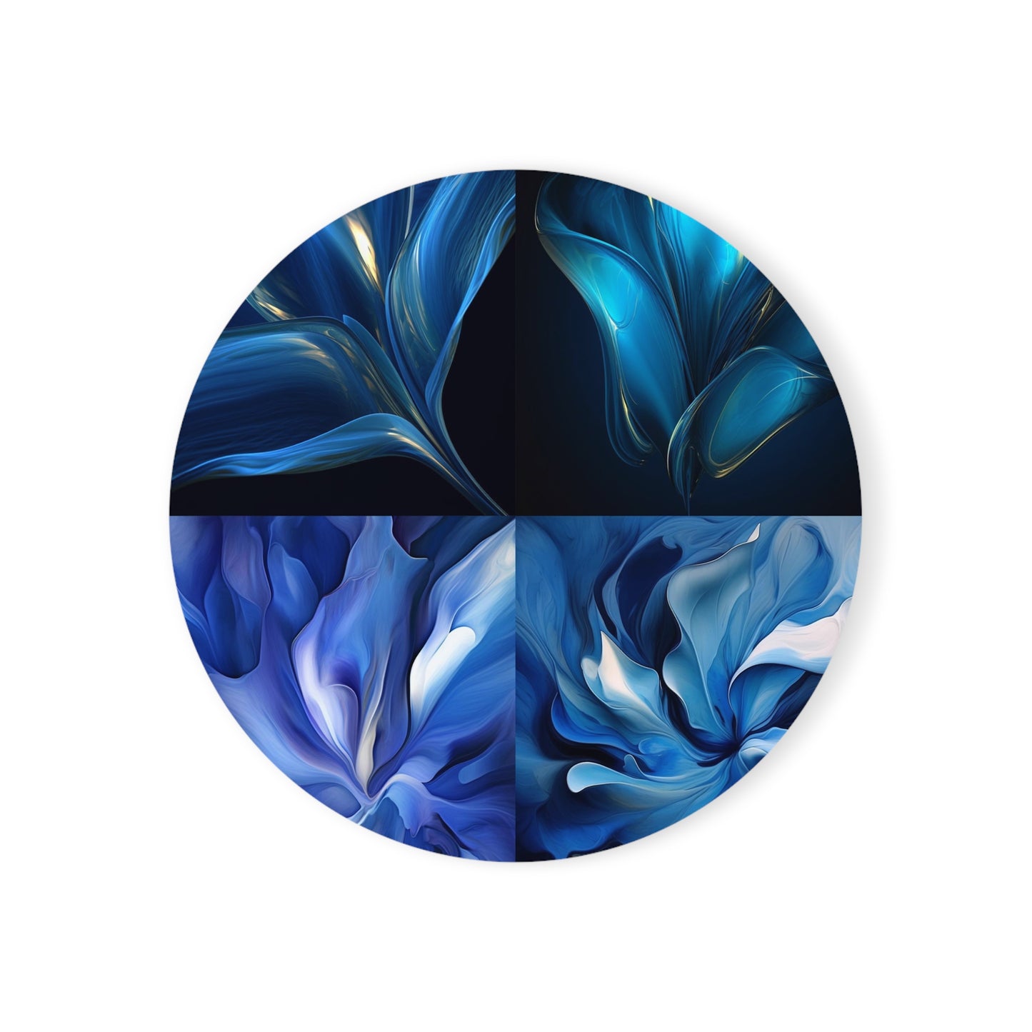 Cork Back Coaster Abstract Blue Tulip 5