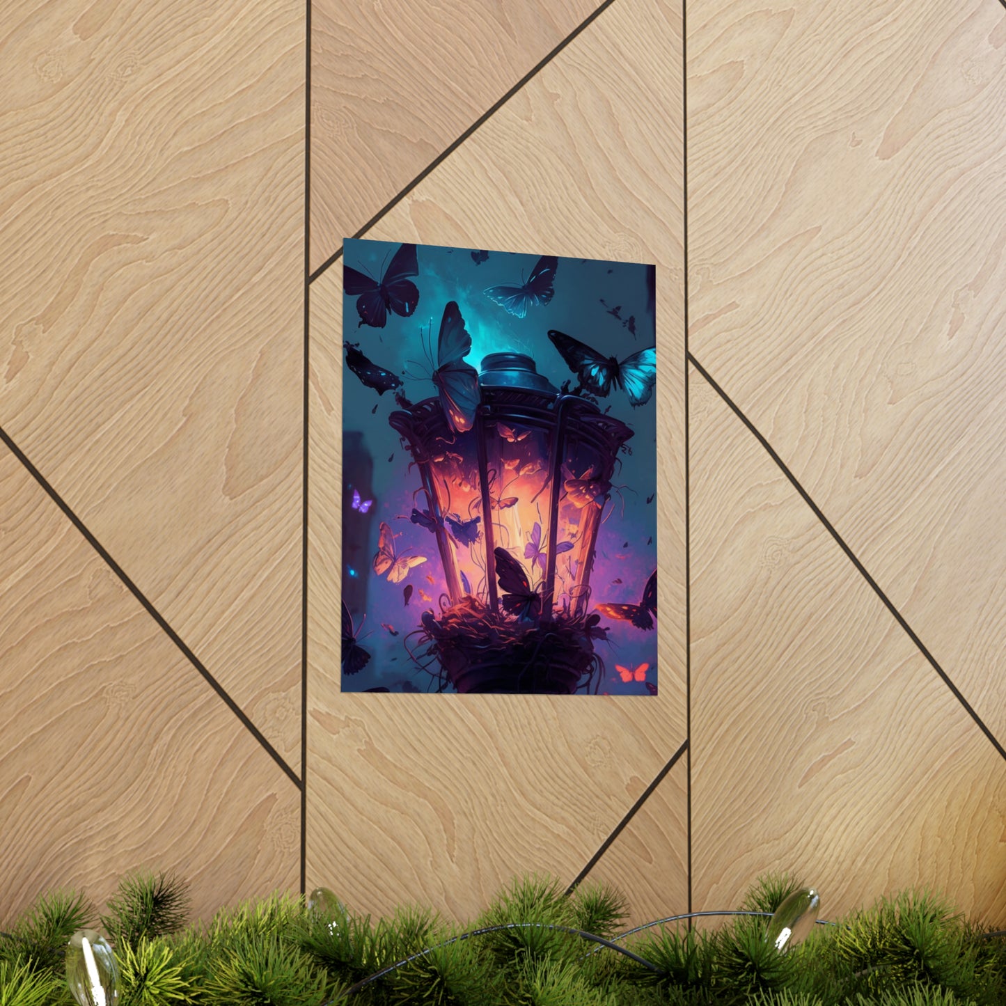 Premium Matte Vertical Posters Street Light Butterfly 3