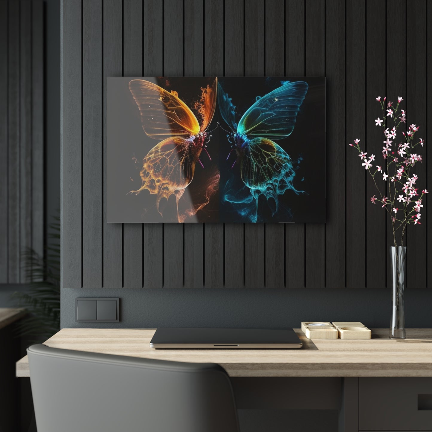 Acrylic Prints Kiss Neon Butterfly 1