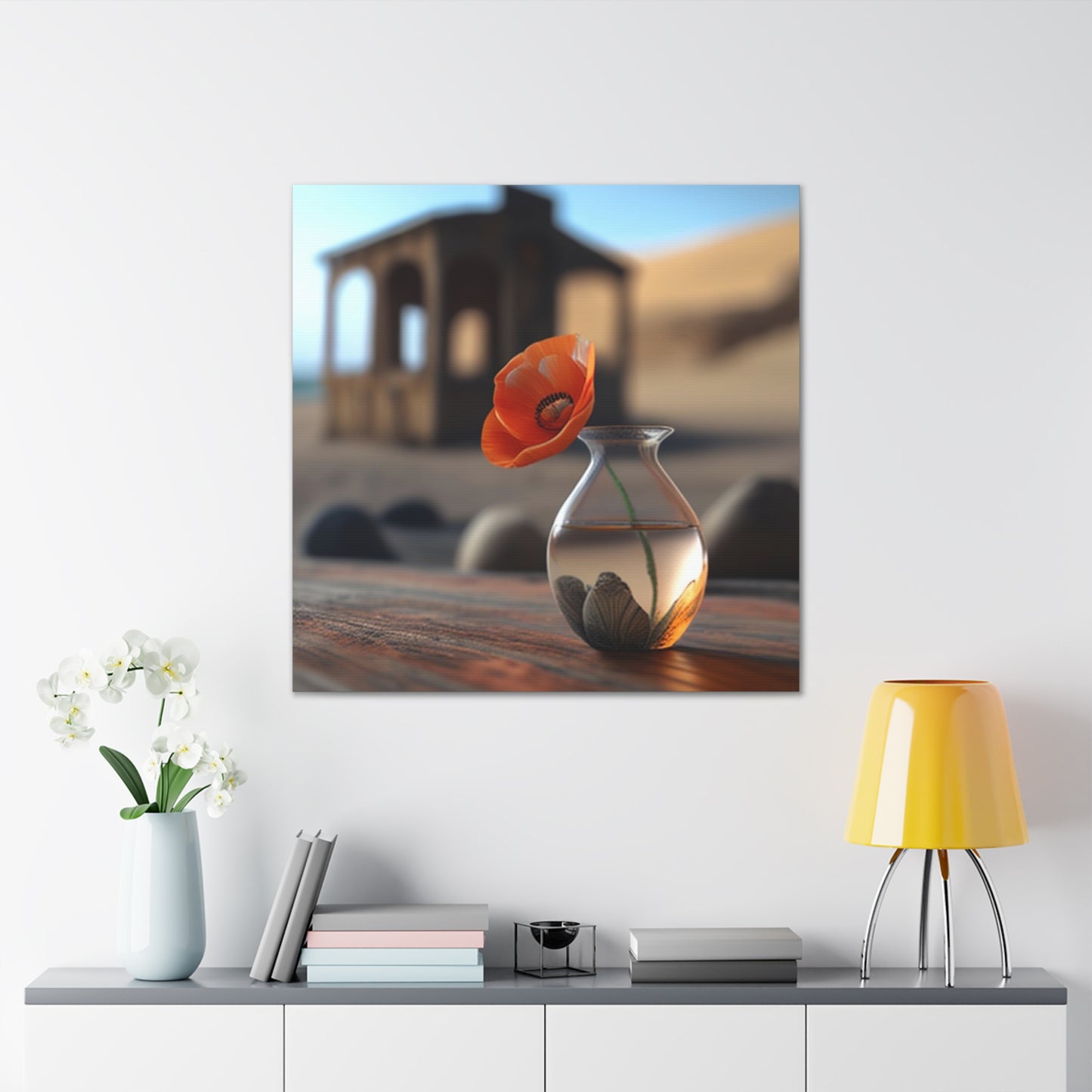 Canvas Gallery Wraps Poppy in a Glass Vase 1
