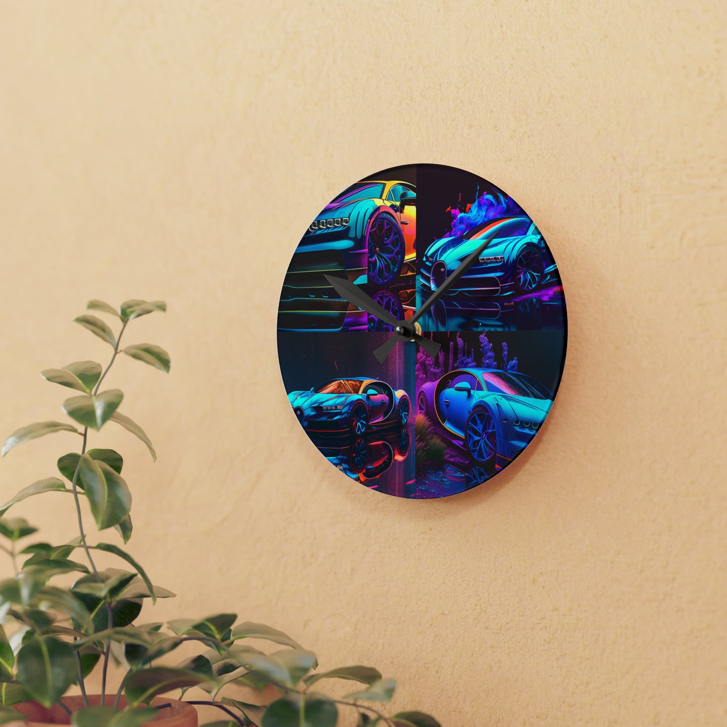 Acrylic Wall Clock Bugatti Neon Chiron 5