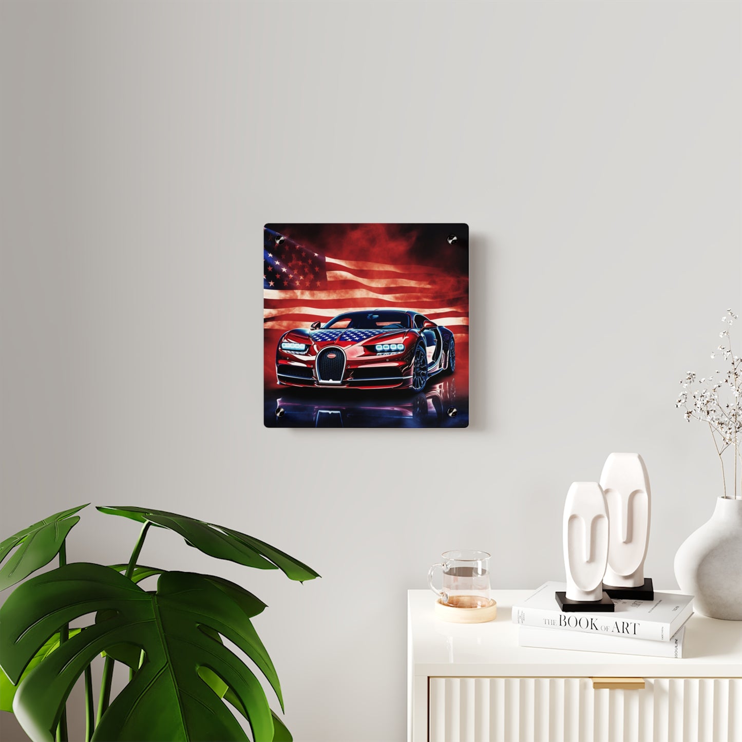 Acrylic Wall Art Panels Abstract American Flag Background Bugatti 3