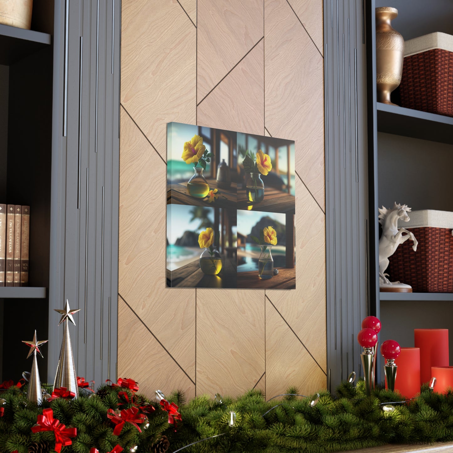 Canvas Gallery Wraps Yellow Hibiscus Wood 5