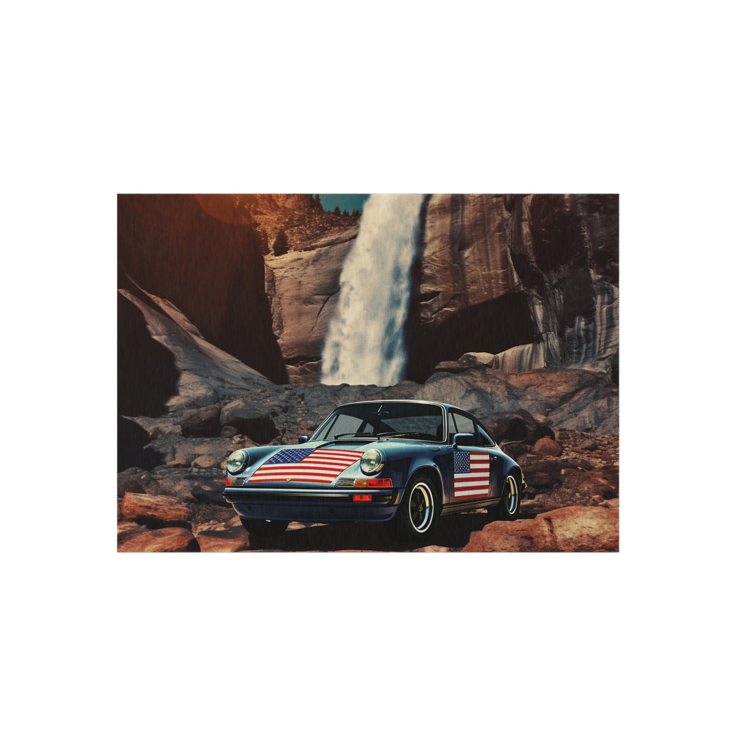 Outdoor Rug  American Flag Porsche Abstract 2