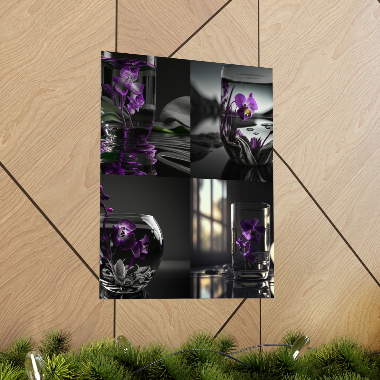 Premium Matte Vertical Posters Purple Orchid Glass vase 5