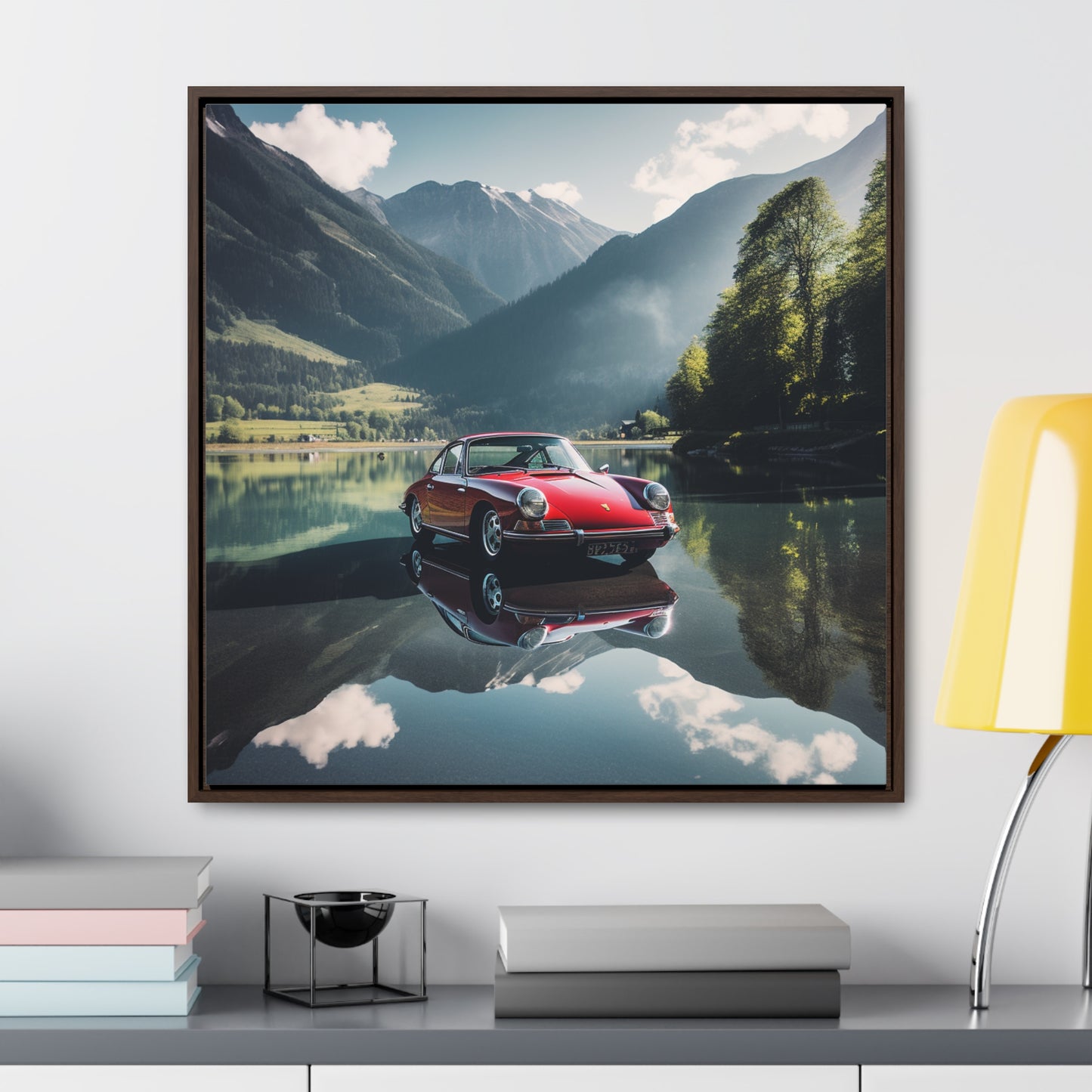 Gallery Canvas Wraps, Square Frame Porsche Lake 3